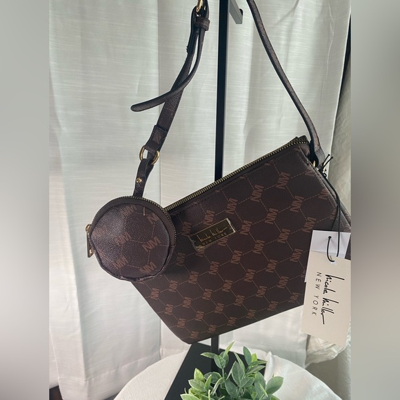 Nicole Miller Handbags - Nicole Miller Brown Crossbody Bag with Elegant Design and Coin Pouch